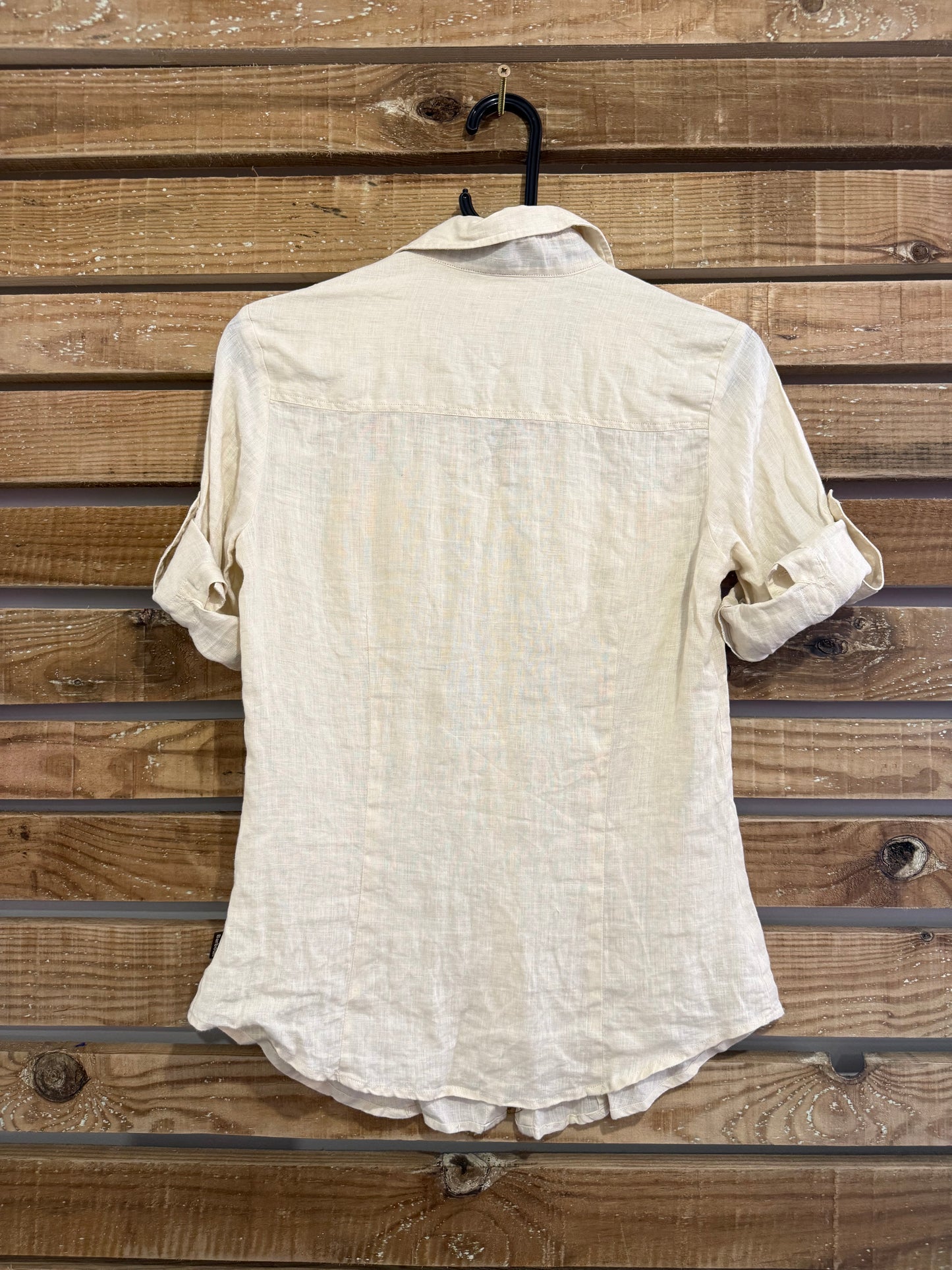 Barbour linen cream shirt. Safari/ adventure/ summer. Size Small