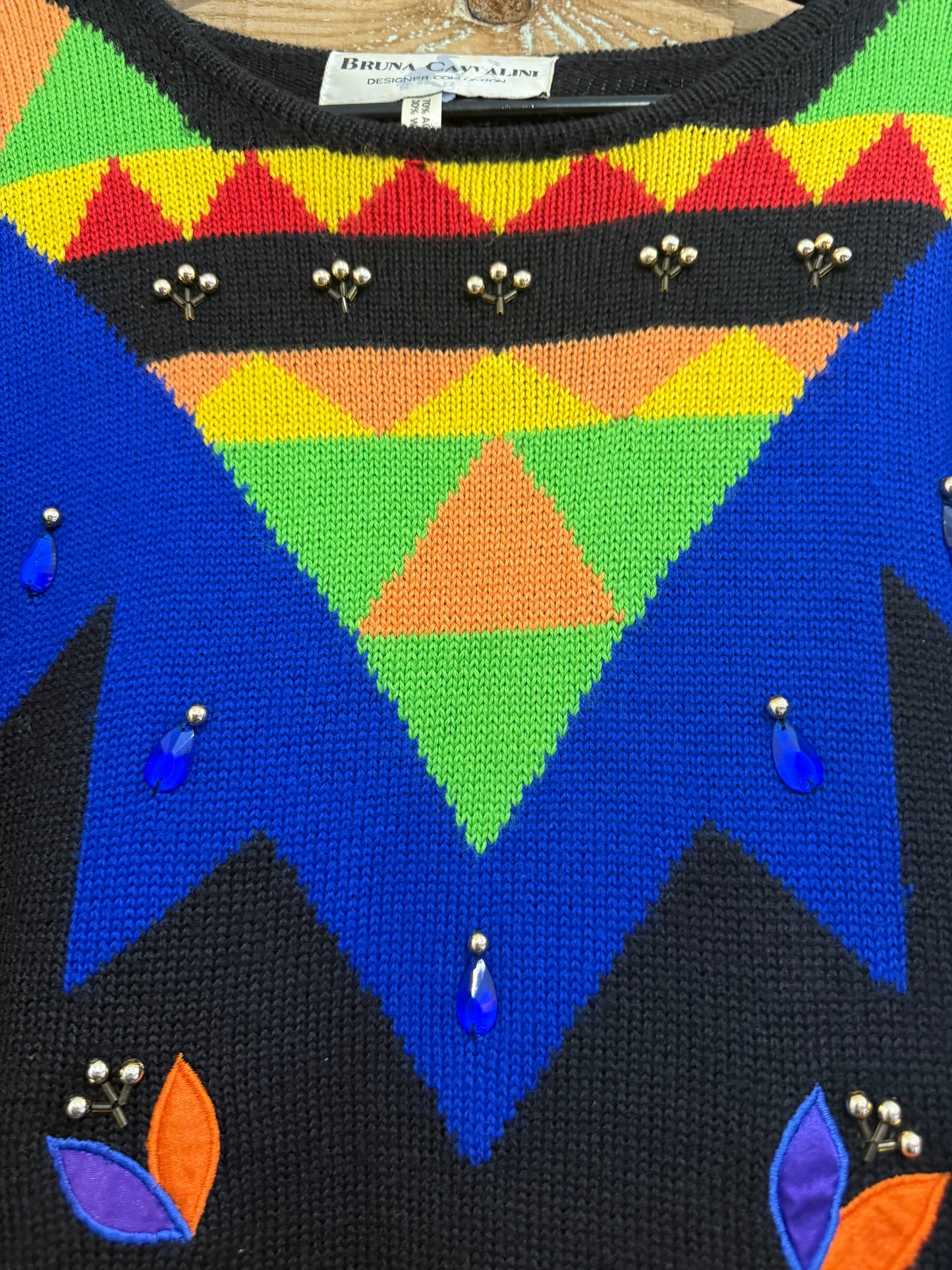 Vintage 80s Bruna Cavvalini jumper. Geometric. Ugly sweater. Size Medium.