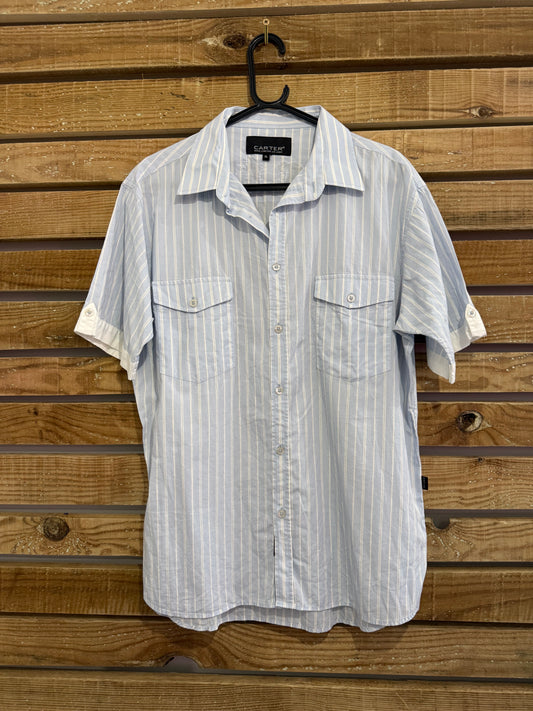 Vintage Y2K Carter spell-out stripe shirt. Size XL.