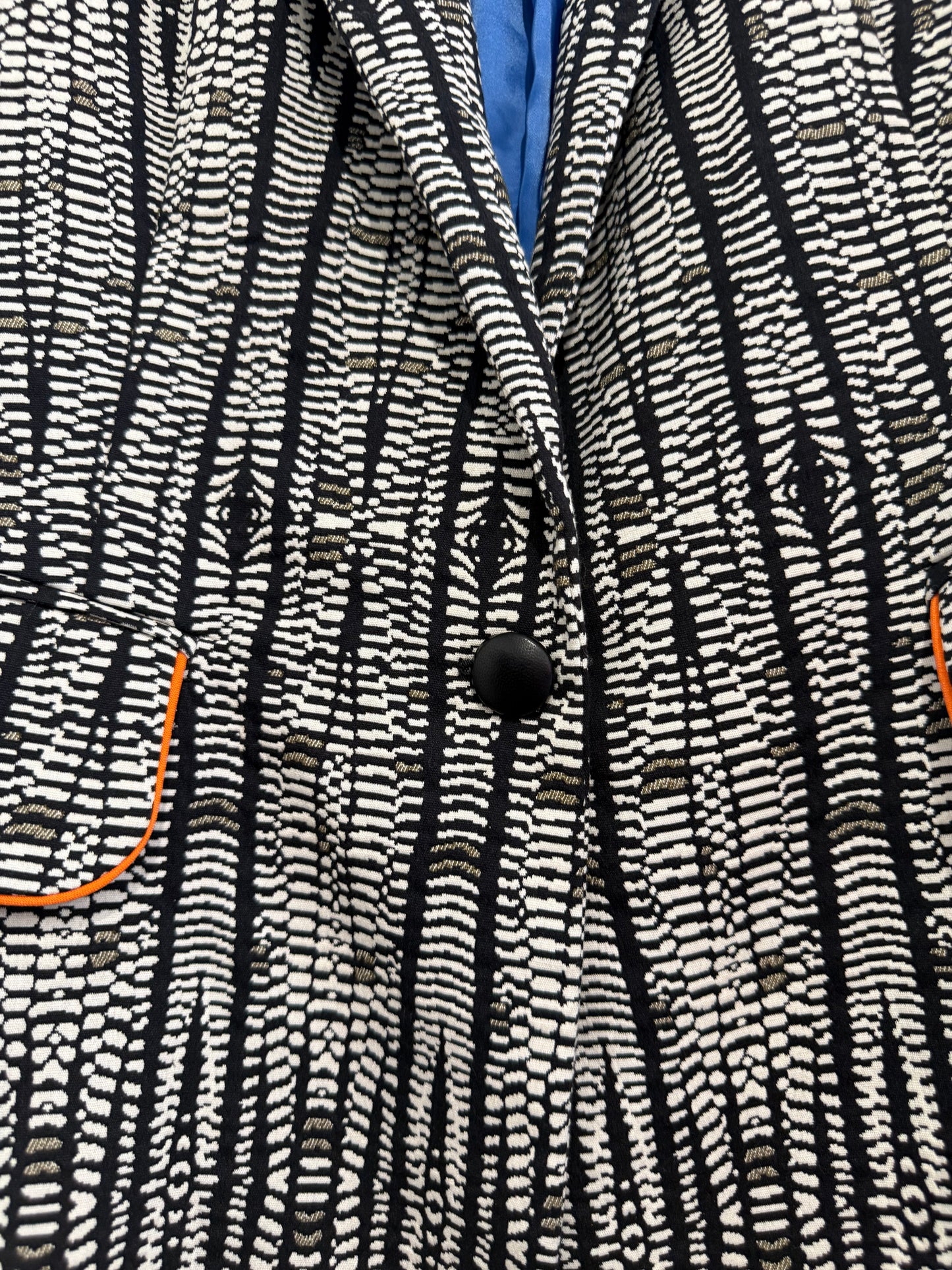 Abstract print button up blazer/ jacket. Monochrome. UK10.