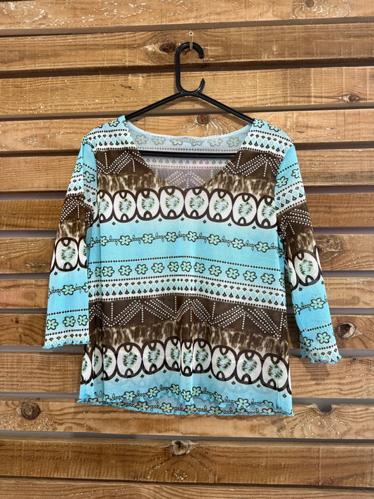 Vintage Y2K pattern floral boho top. Size Small.