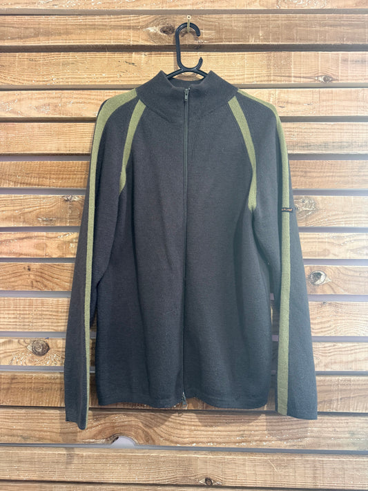 Vintage Y2K Timberland zip up knit cardigan/ jumper. Green. Size XL.