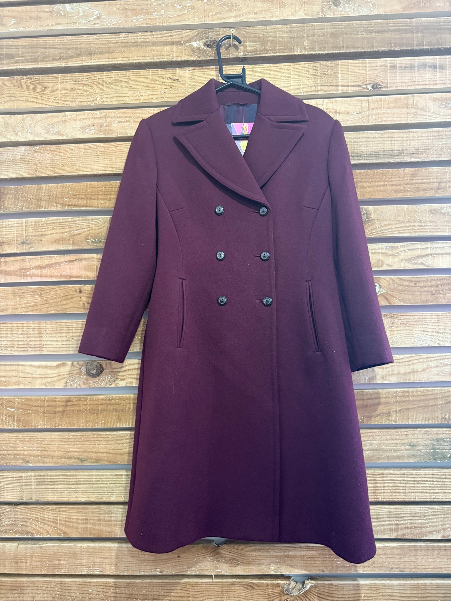 Vintage Maska Double breasted wool burgundy Coat. 42. Up to a size UK14