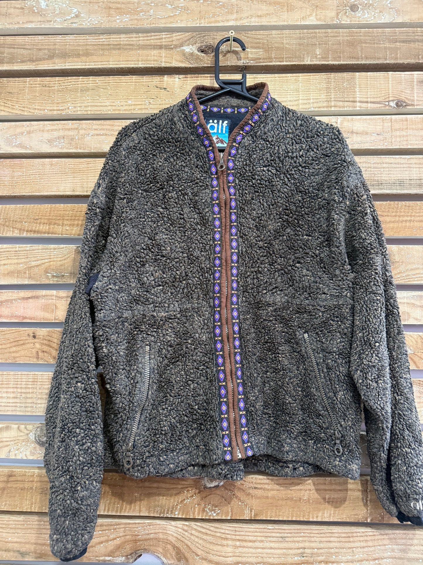 Vintage 90s Alf patterned zip up fleece jacket. Size XL