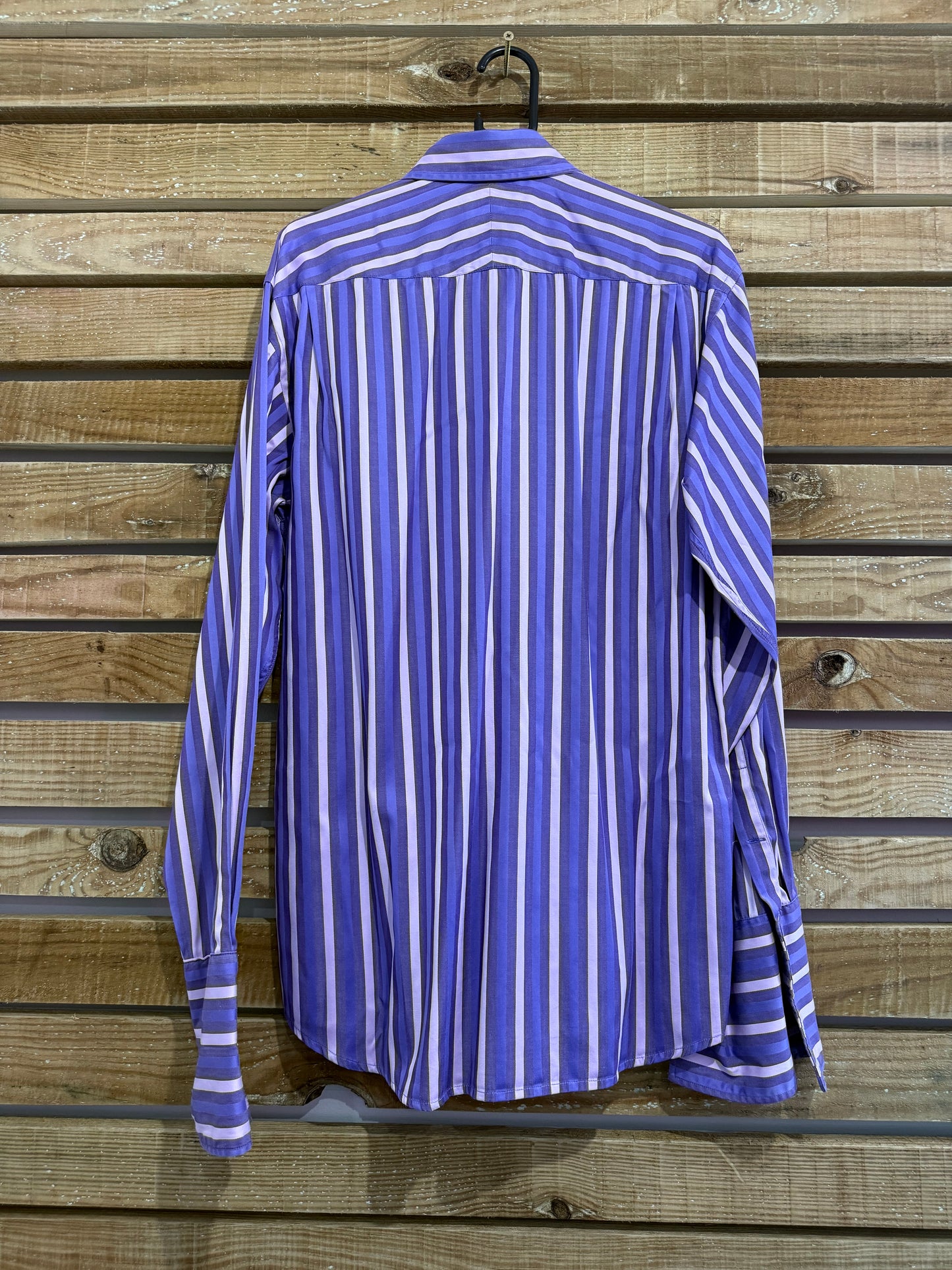 Duchamp striped shirt. Purple. 16 collar. Size Large.