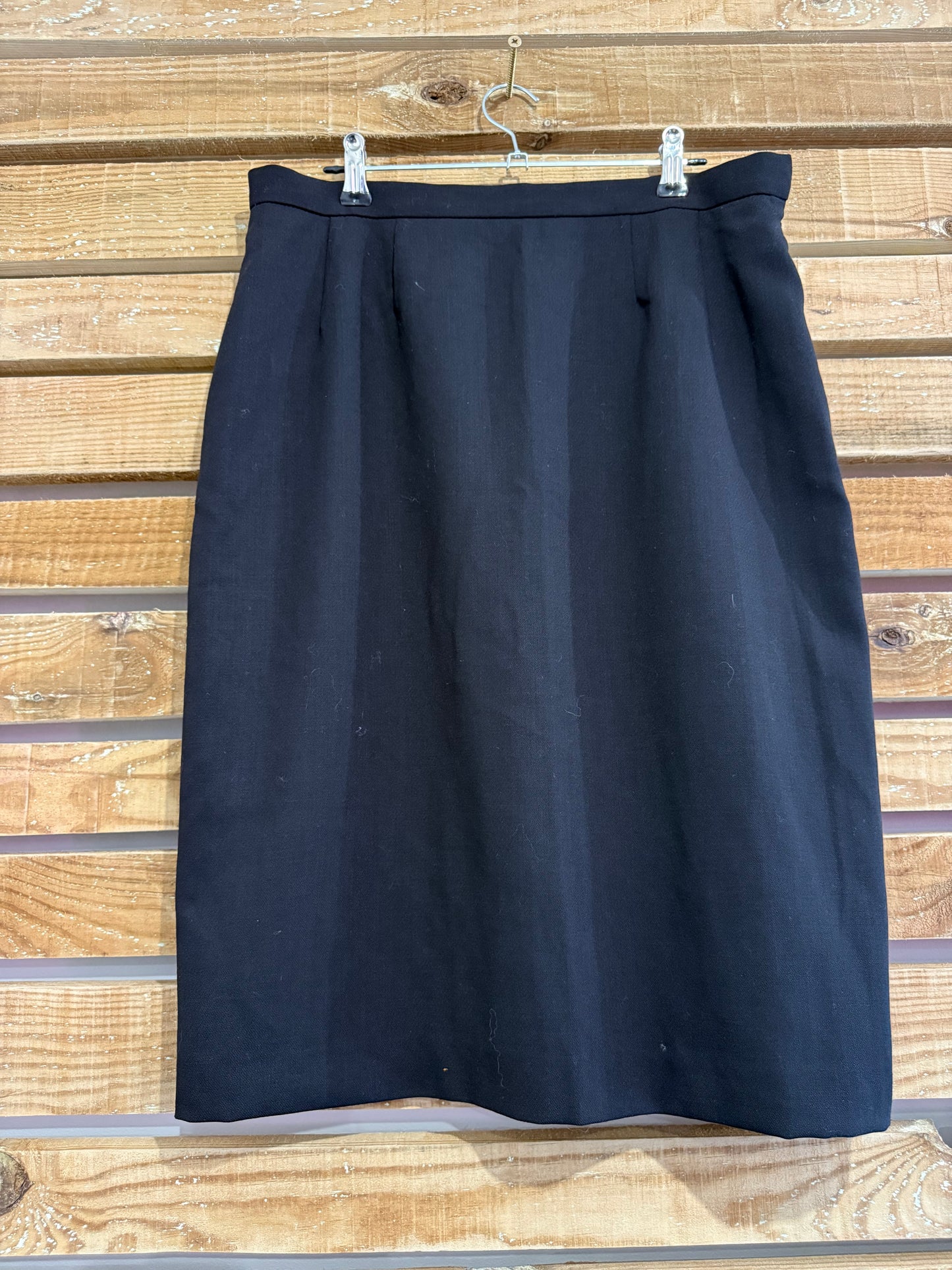 Vintage 80s, 40s style, Aquascutum black wool skirt. Size UK12, 32” waist