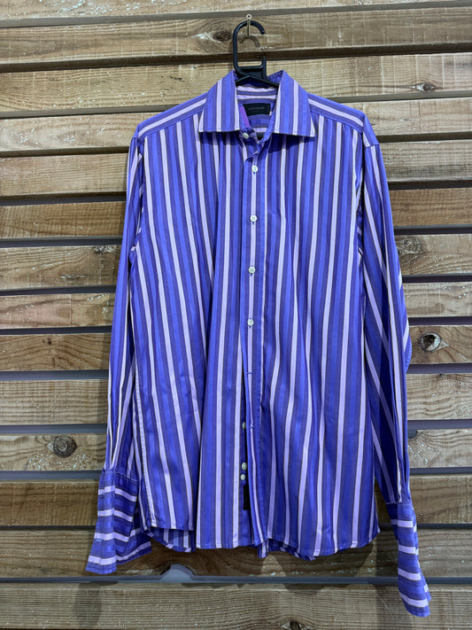Duchamp striped shirt. Purple. 16 collar. Size Large.