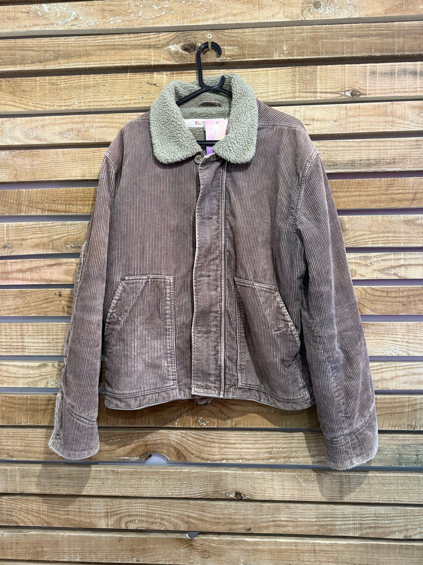 Vintage 90s Ben Sherman corduroy/cord sherpa fleece lined jacket. Brown. Size XL