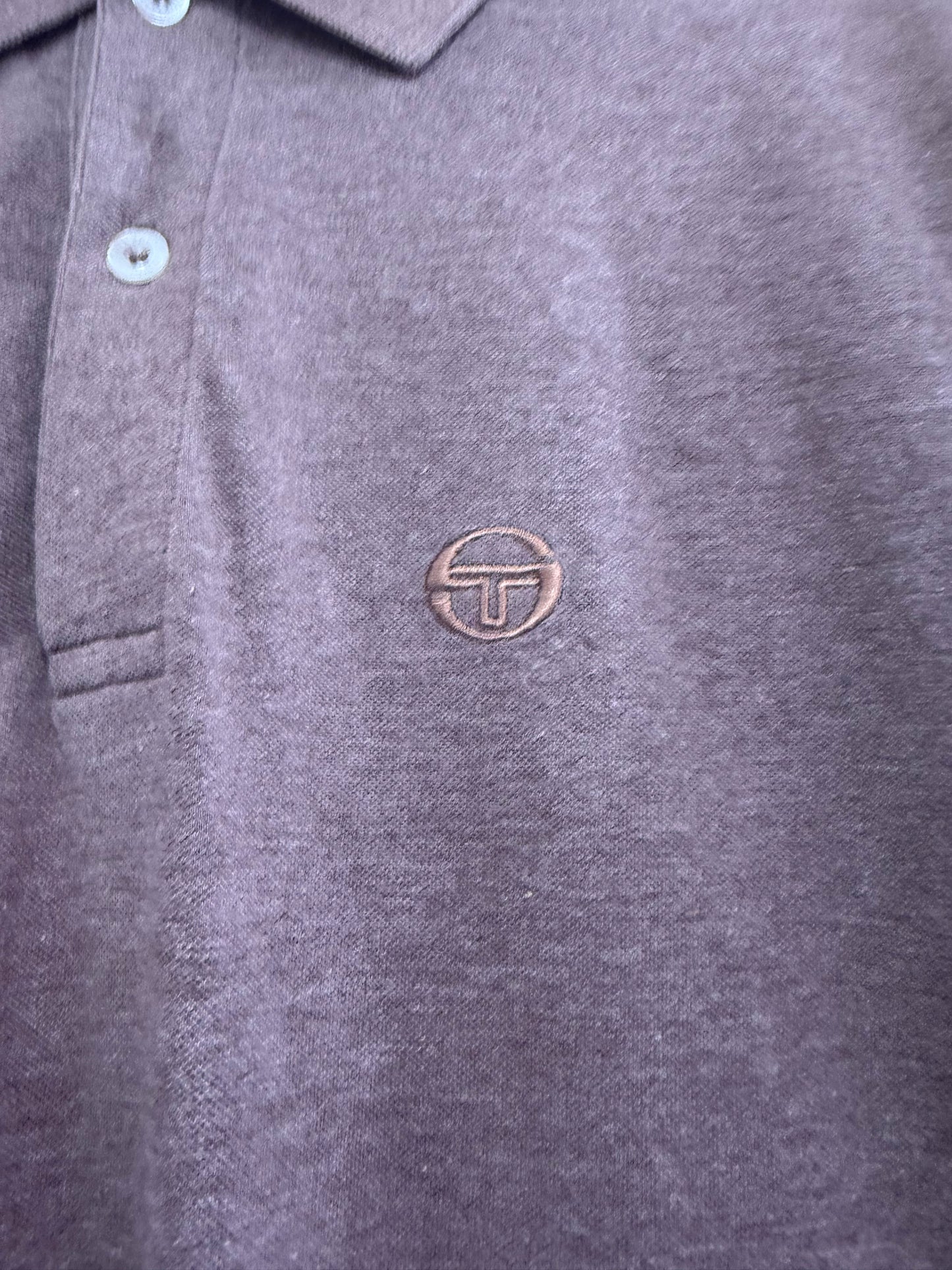 Vintage 90s Sergio Tacchini polo shirt. Brown. Size Medium. 42” chest.