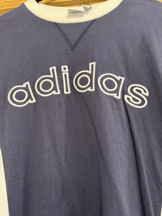Adidas spell-out long sleeved dress. Navy & white. Size 10.