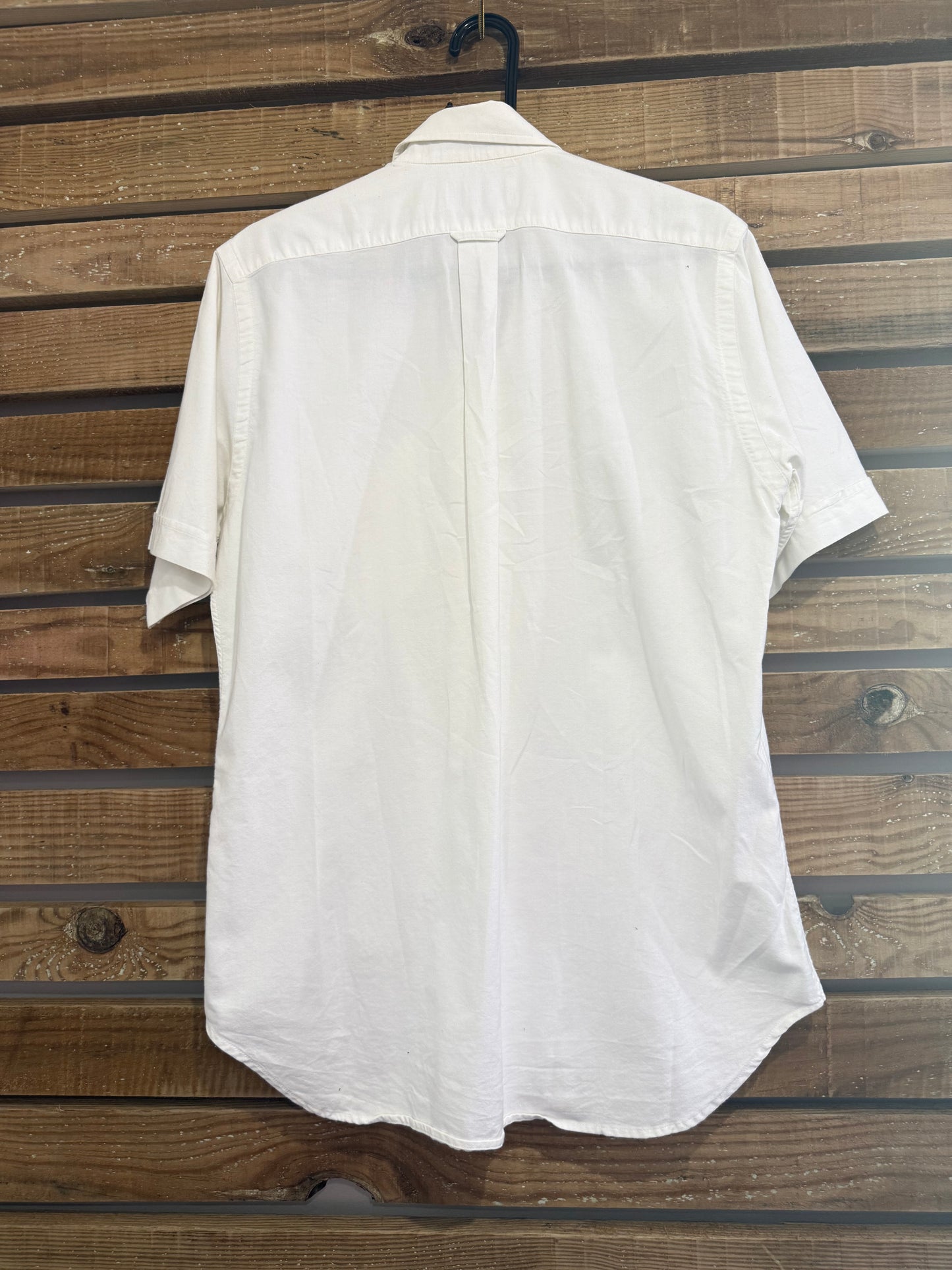 Vintage 80s Burberry white cotton button up shirt. Size Medium. 42” chest.