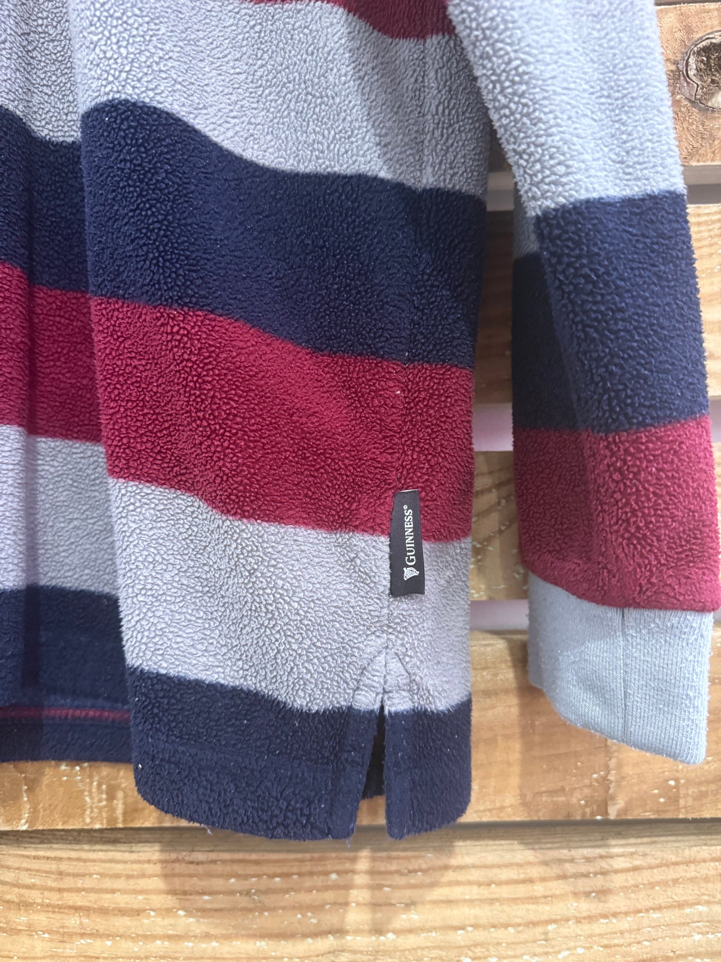 Vintage 90s Guinness Rugby Striped embroidered Shirt/ fleece. Size Medium.