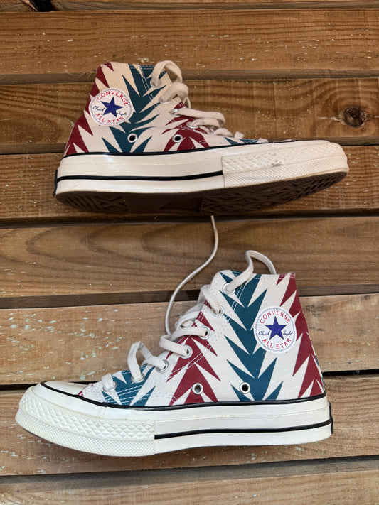 Converse Chuck Taylor All Star '70 Hi "Chili Paste" archival print trainers. UK4, EU37
