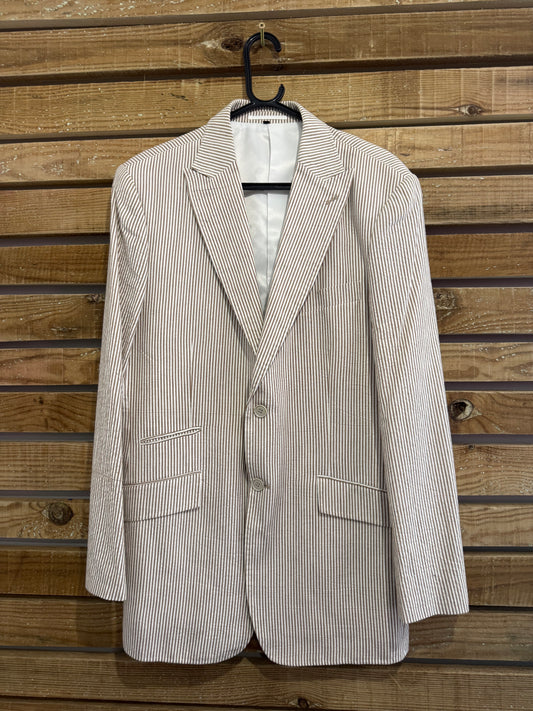 Vintage 90s Feraud pinstripe cotton Blazer/Jacket. Size 42” chest, Medium. Henley/ Polo/ Summer/wedding