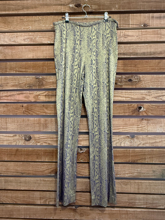 Vintage Y2K snakeskin flared trousers. 30” waist.