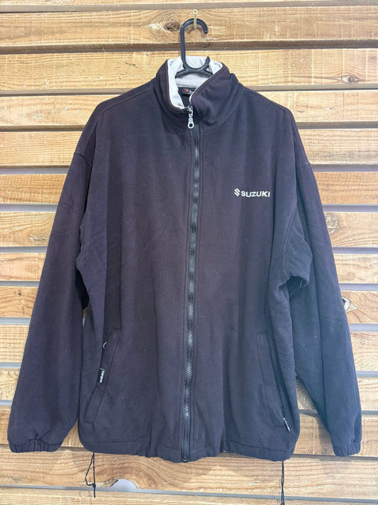 Vintage 90s Suzuki Fleece Jacket. Zip up. Size Large. Black. Car/ motorsport/ racing.