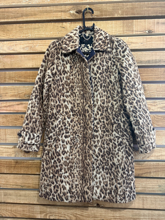 J Crew Leopard print wool blend Coat UK8-10. Size 0.