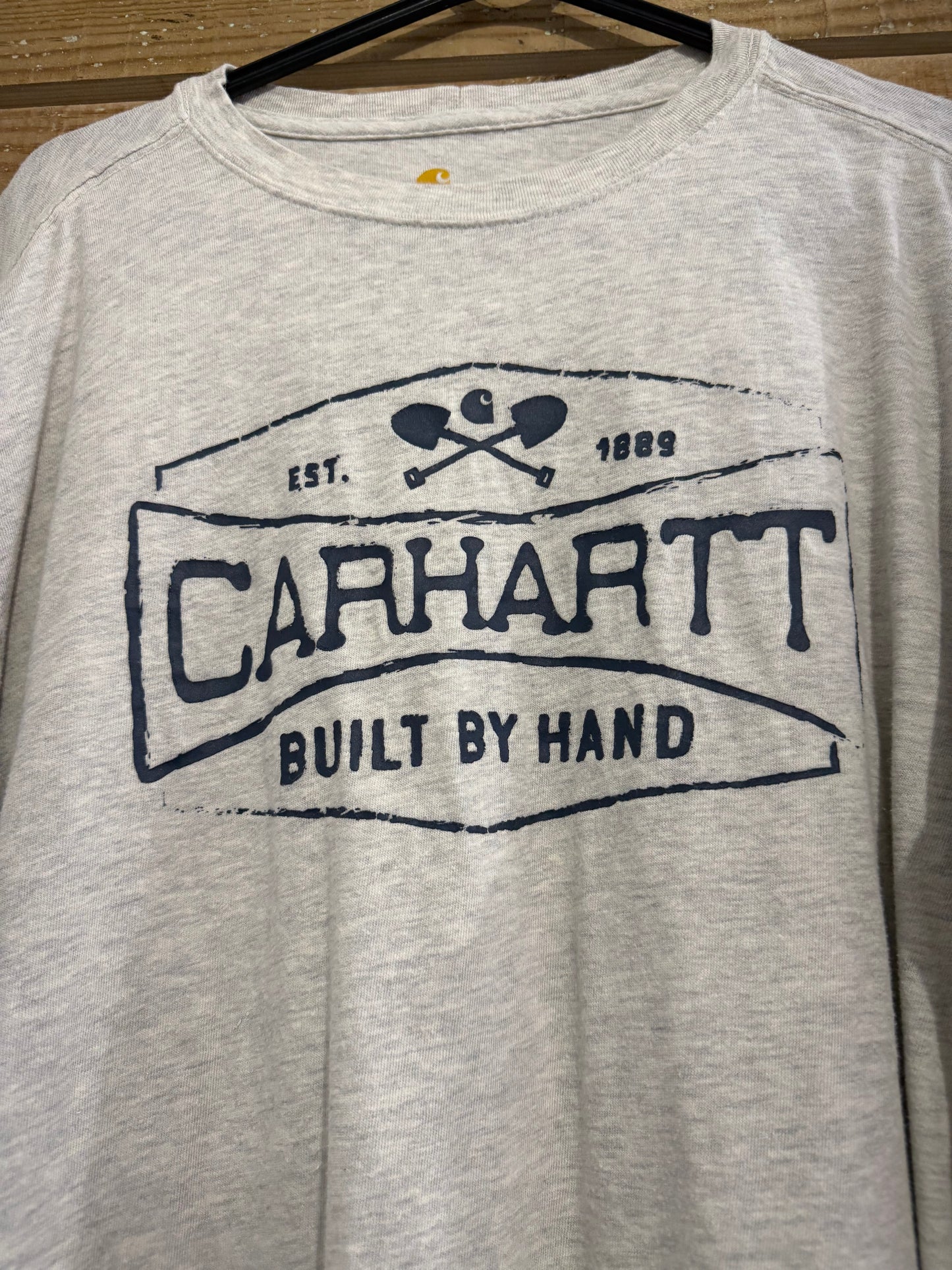 Carhartt built by hand long sleeved logo t-shirt. Workwear/ cowboy/ USA. Size Large.