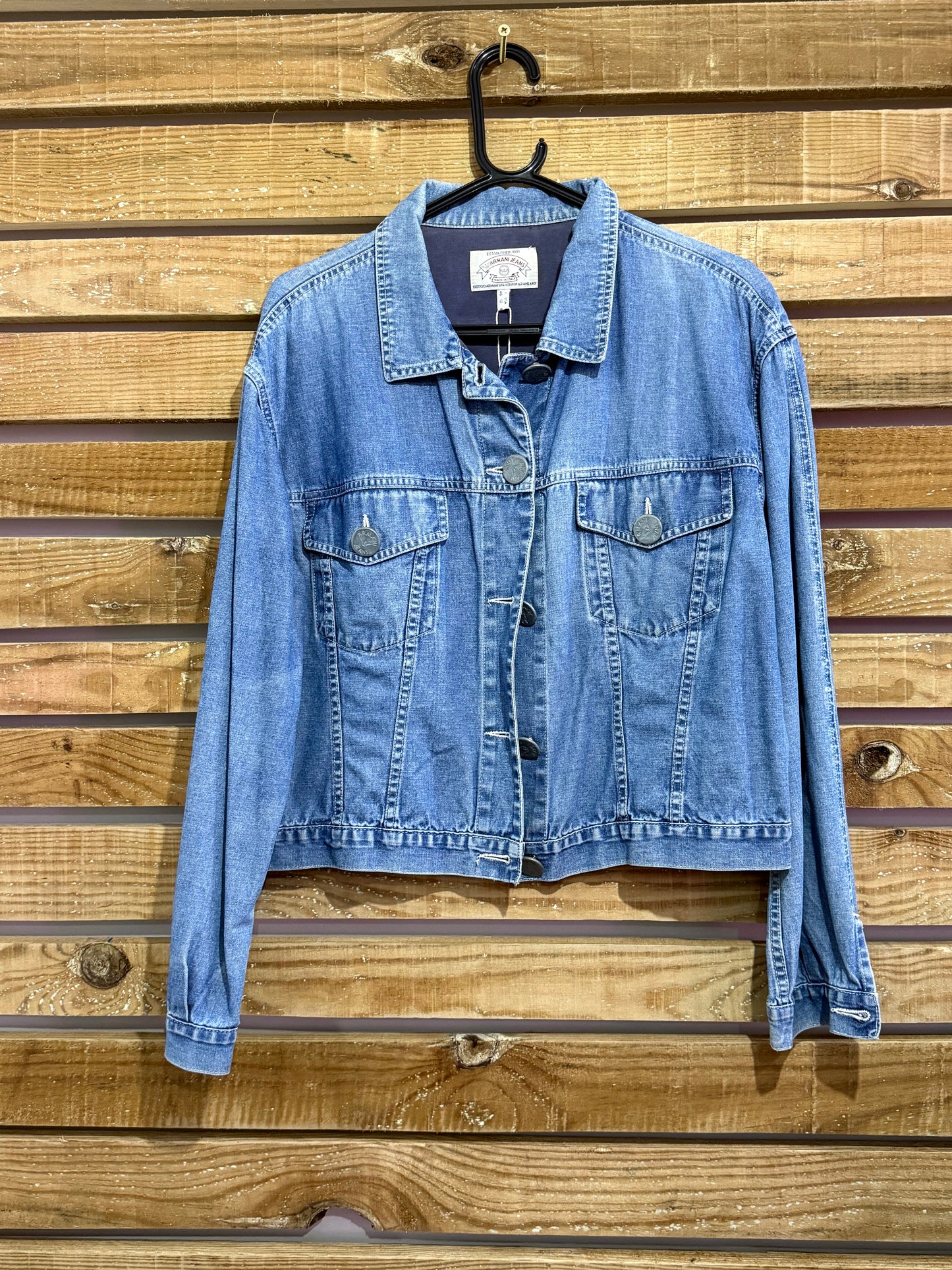 Vintage Y2K Armani blue denim Jacket. Size large.