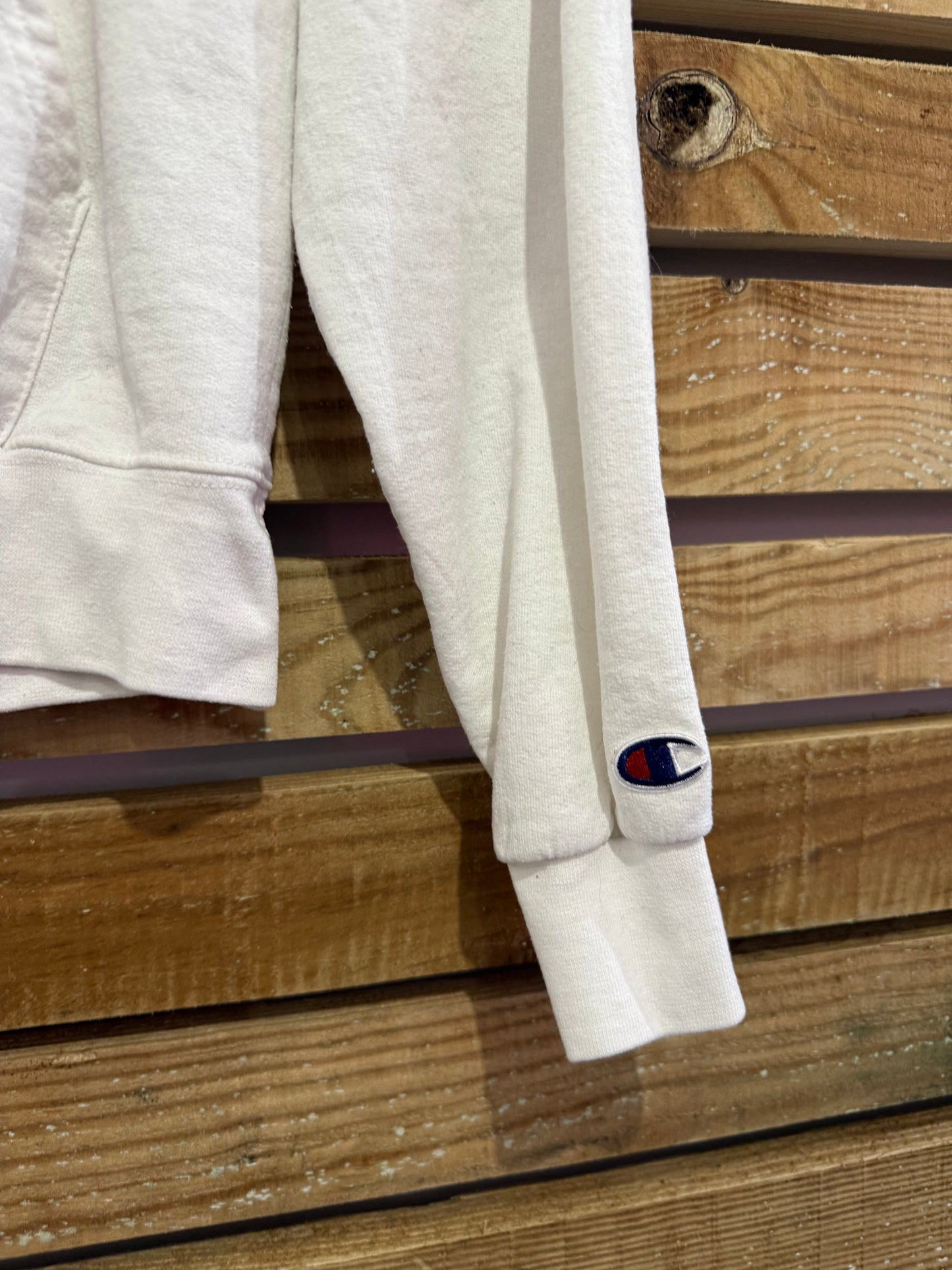 Vintage Y2K Champion Stockboys hoodie/ hooded sweater. White. Size Small.