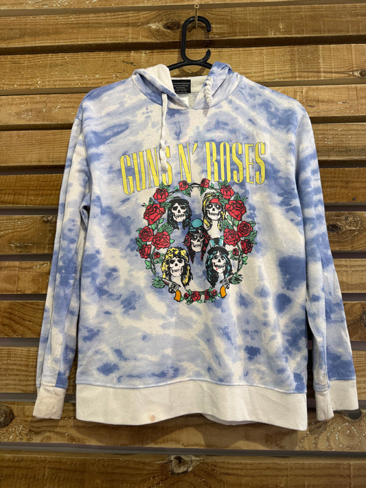 Vintage Y2K Guns and Roses hoodie/ hooded sweater. Blue. Size Small. Band/ music