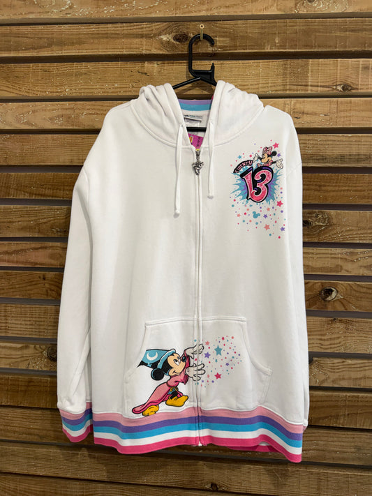 Disneyland Anniversary Mickey Mouse hoodie/ hooded sweater. White. Size 3XL
