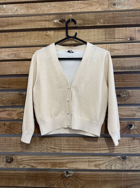 L.K Bennett glittery cardigan, pearl buttons. Evening/ Wedding. Size Medium.