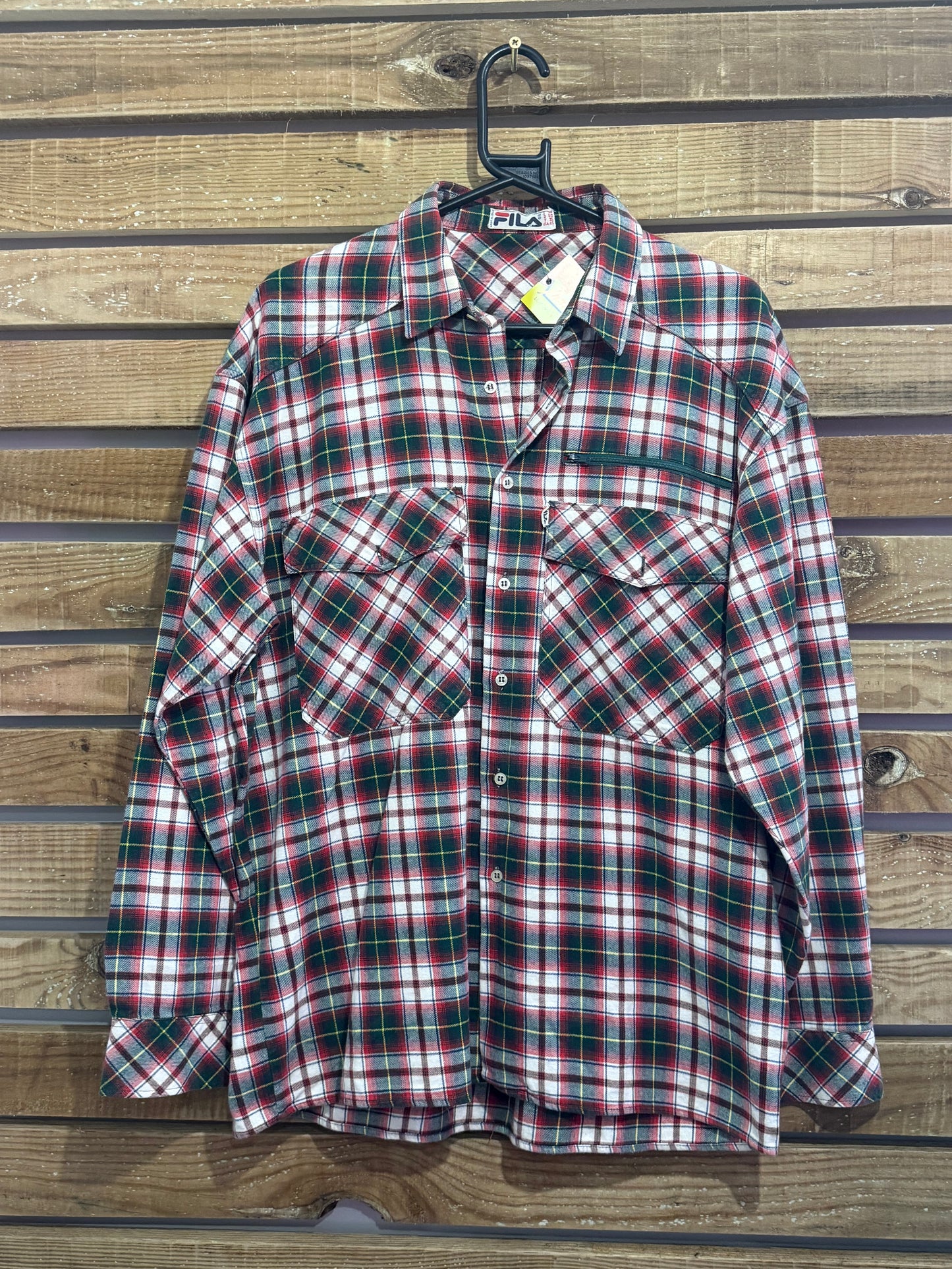 Vintage 80s Fila checked/ tartan/ plaid button up shirt. Size Large.