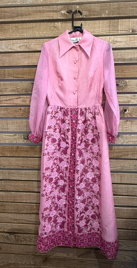 Vintage 70s Alfred Shaheen floral Dress. Hippy/ cottage core/ flower power/Boho. Size 10