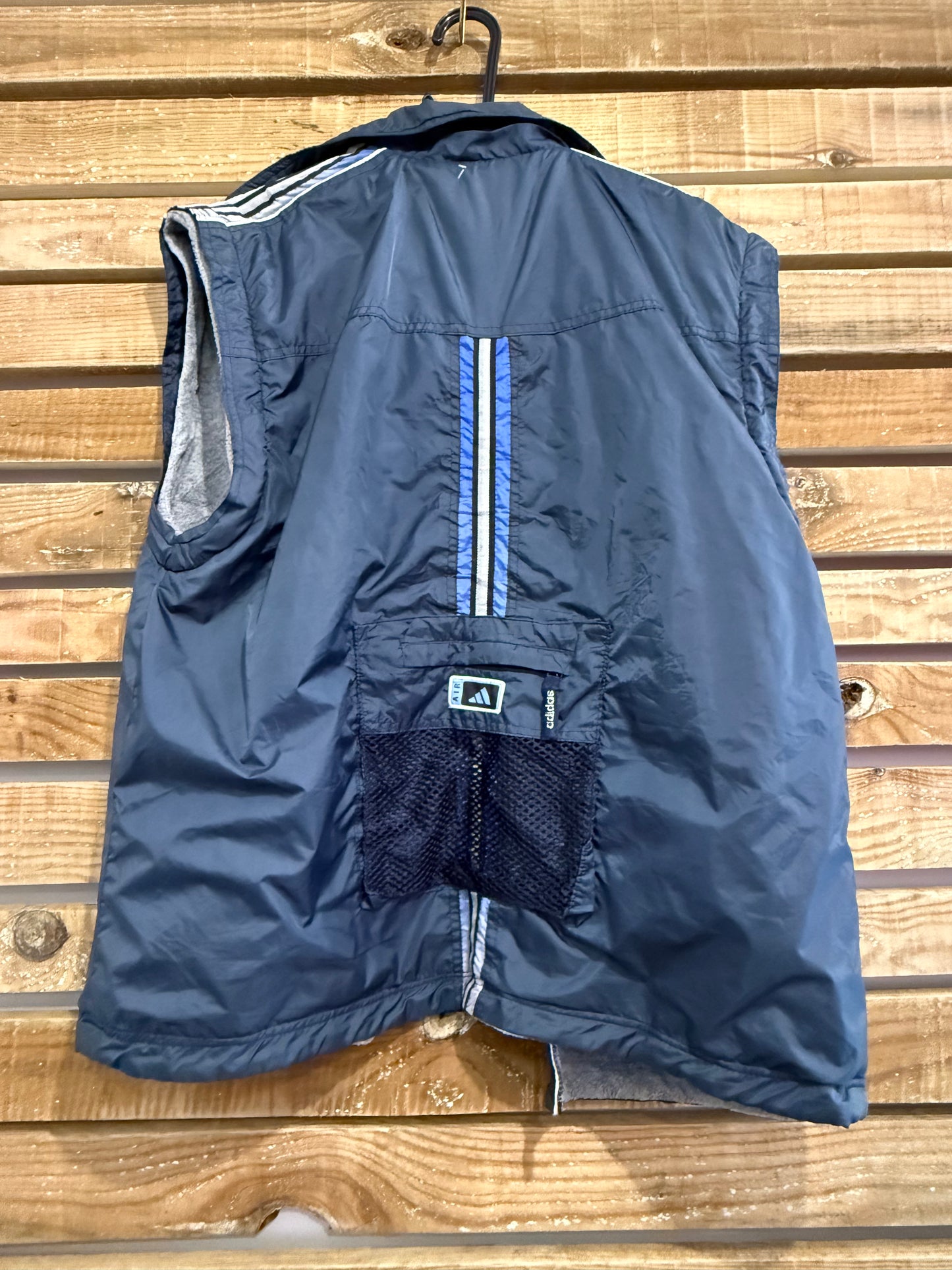 Vintage 90s RARE Adidas reversible fleece/ windbreaker/ shell gilet/ sleeveless jacket. Size Medium. Festival.