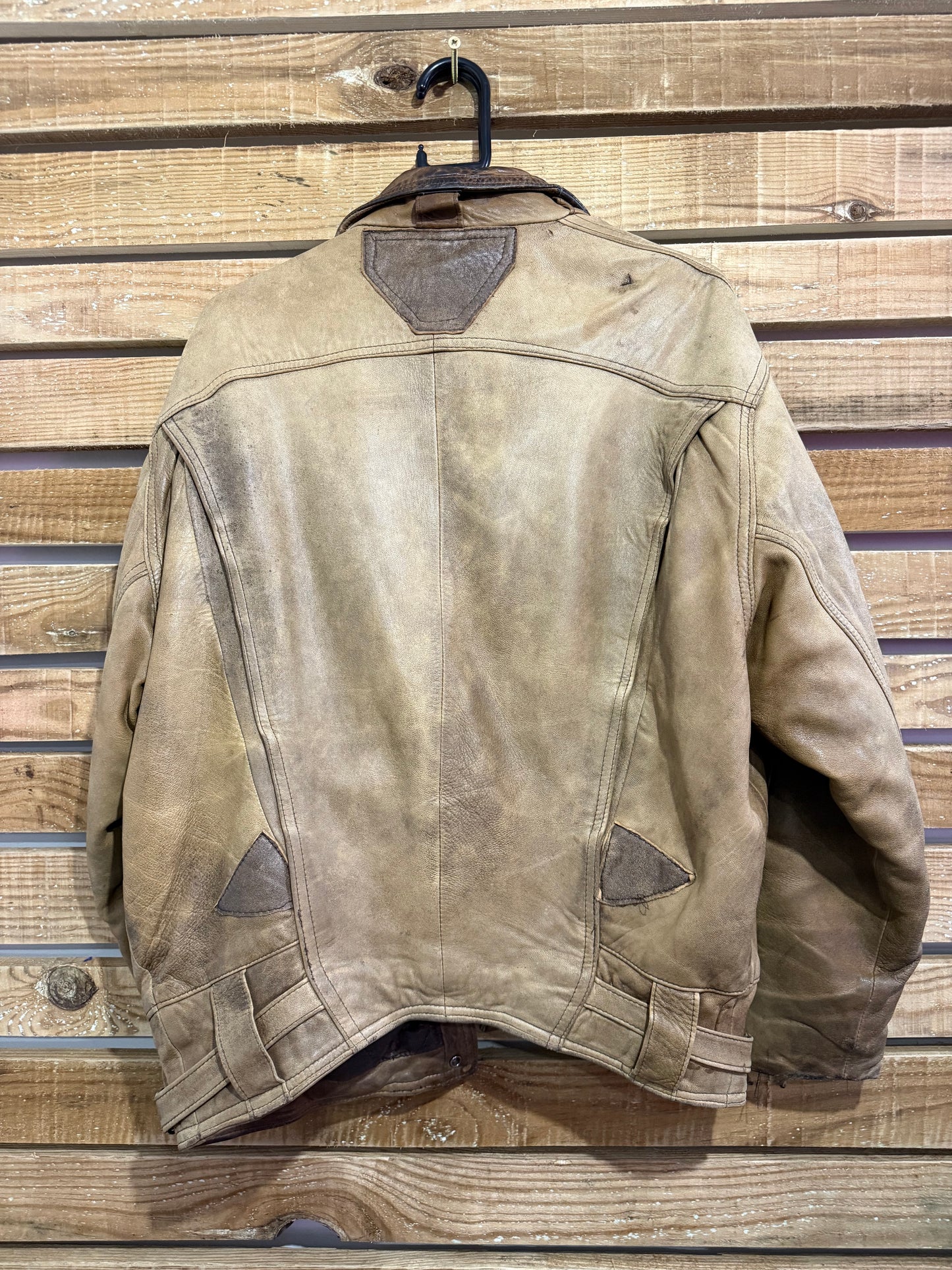 Vintage 90s leather biker bomber/ aviator jacket. Brown. Size XL. Grunge.