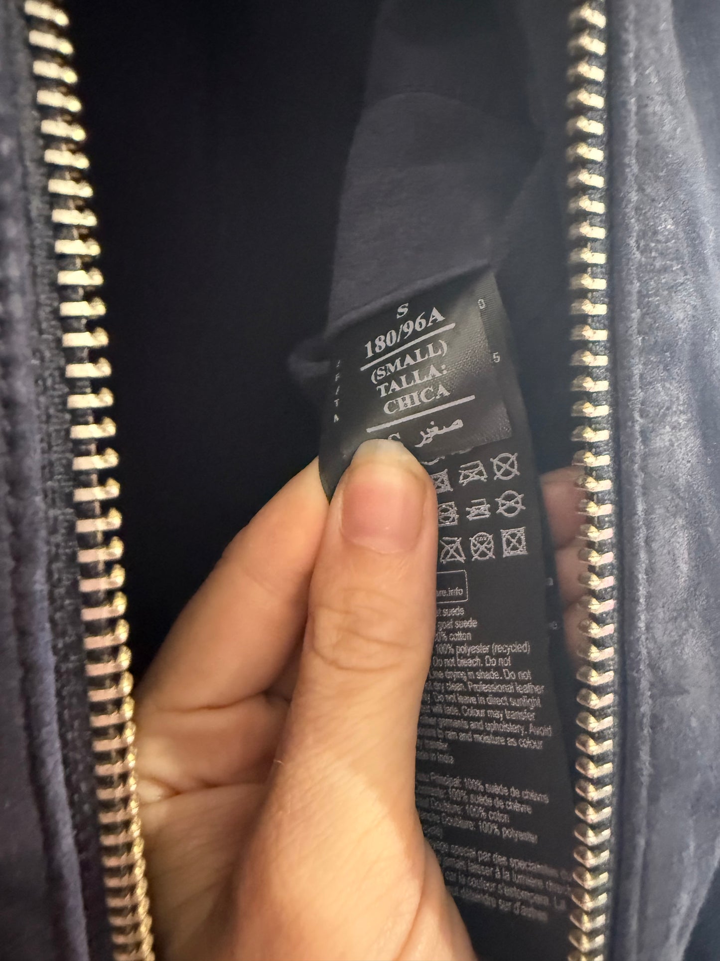 AllSaints Terence Suede leather jacket. Navy blue. Size Small.