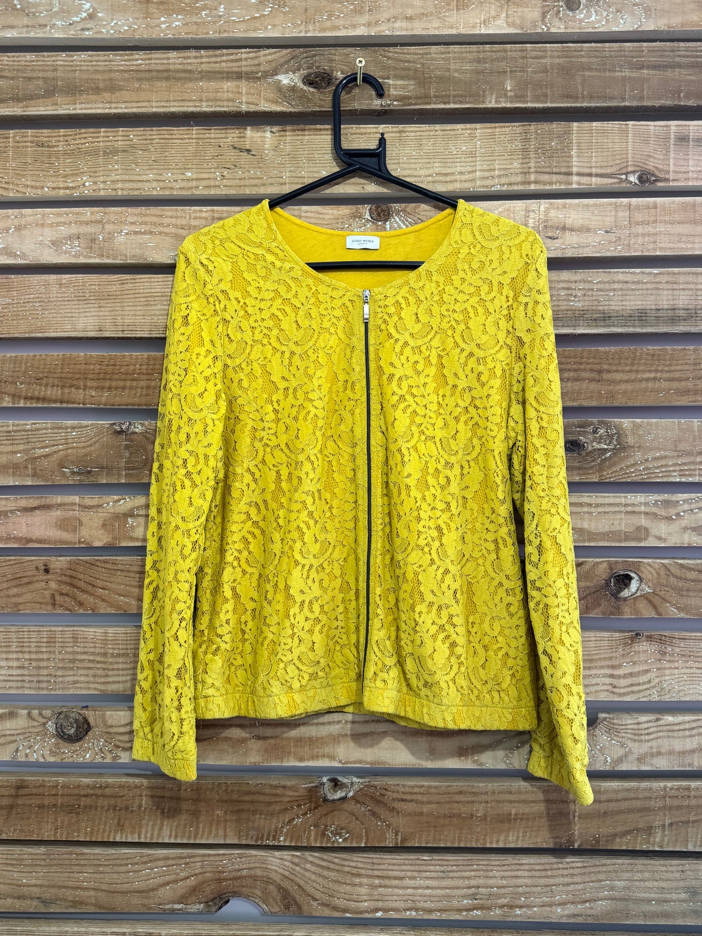 Gerry Weber lace zip up jacket/ top. Free sizing. Mustard.