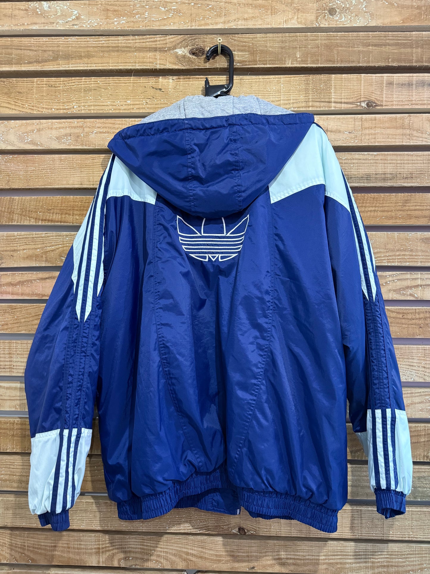 Vintage 90s Adidas hooded jacket. Spell-out. Size XXL. Festival.