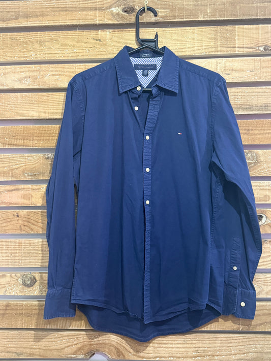 Vintage 90s Tommy Hilfiger navy blue shirt. Size Medium.