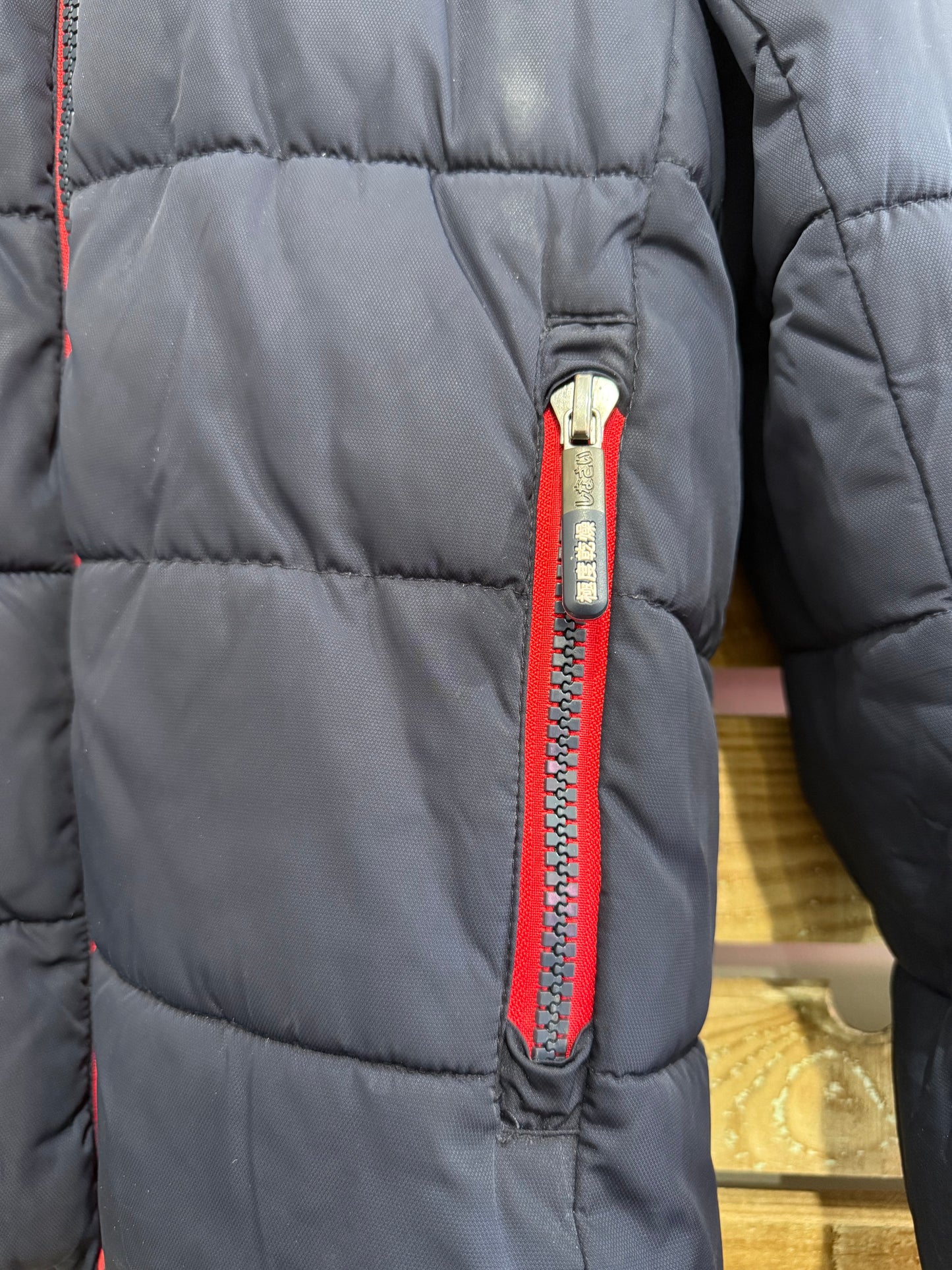 Superdry puffer hooded jacket/ coat. Blue Size XS.