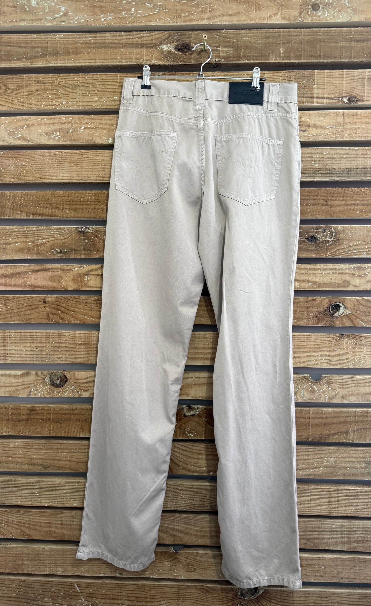 Vintage 90s Versace beige pants/ trousers. Jean style. 31” waist, 33” leg.