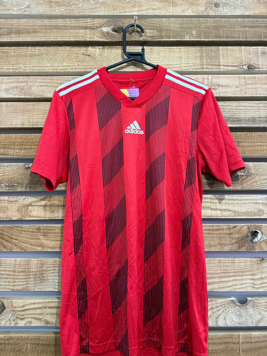 Vintage Y2K Adidas red spell-out football top/ t-shirt. Size Small.