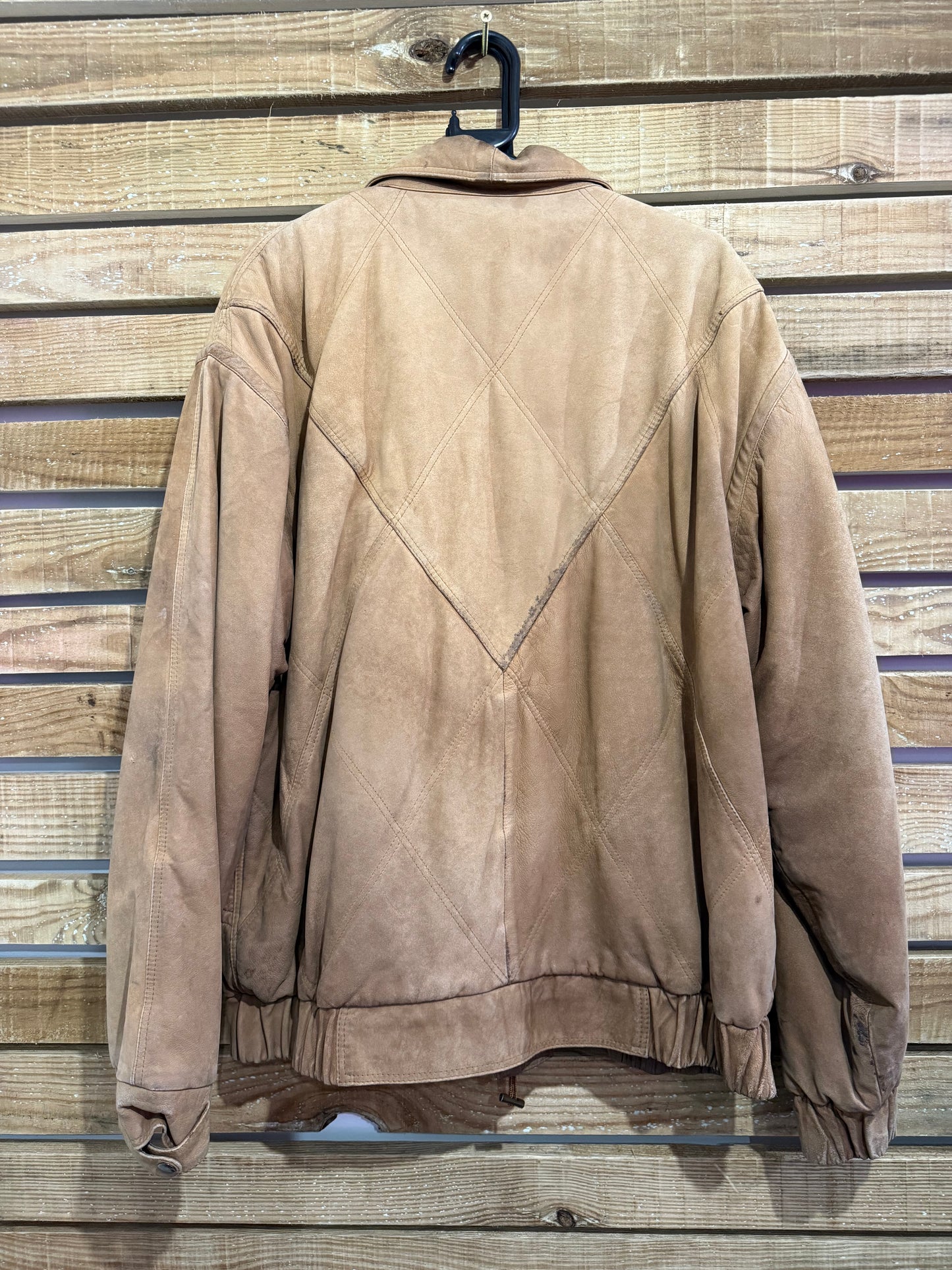 Vintage 90s leather biker bomber jacket. Brown/ Tan. Size XL. Grunge.