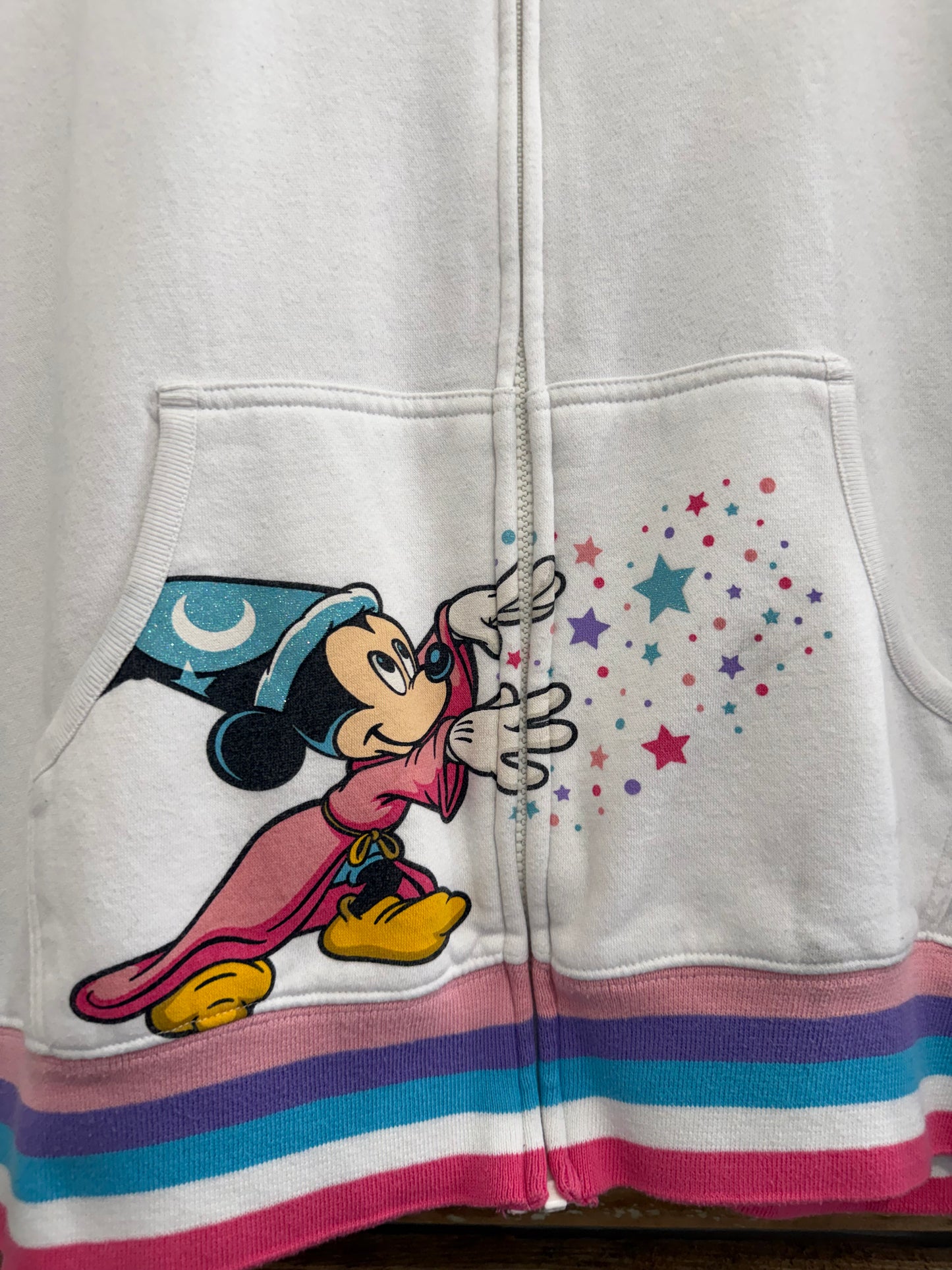 Disneyland Anniversary Mickey Mouse hoodie/ hooded sweater. White. Size 3XL