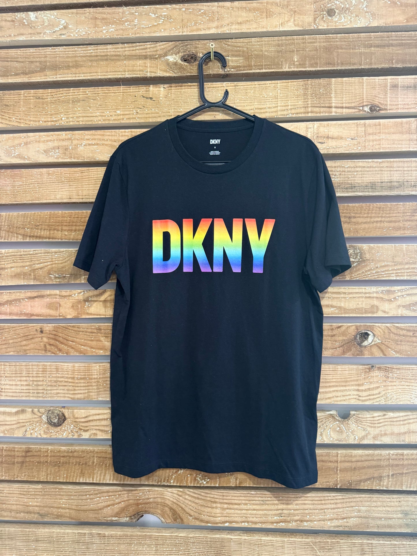 DKNY rainbow logo T-shirt. Pride. Black. Size Small.