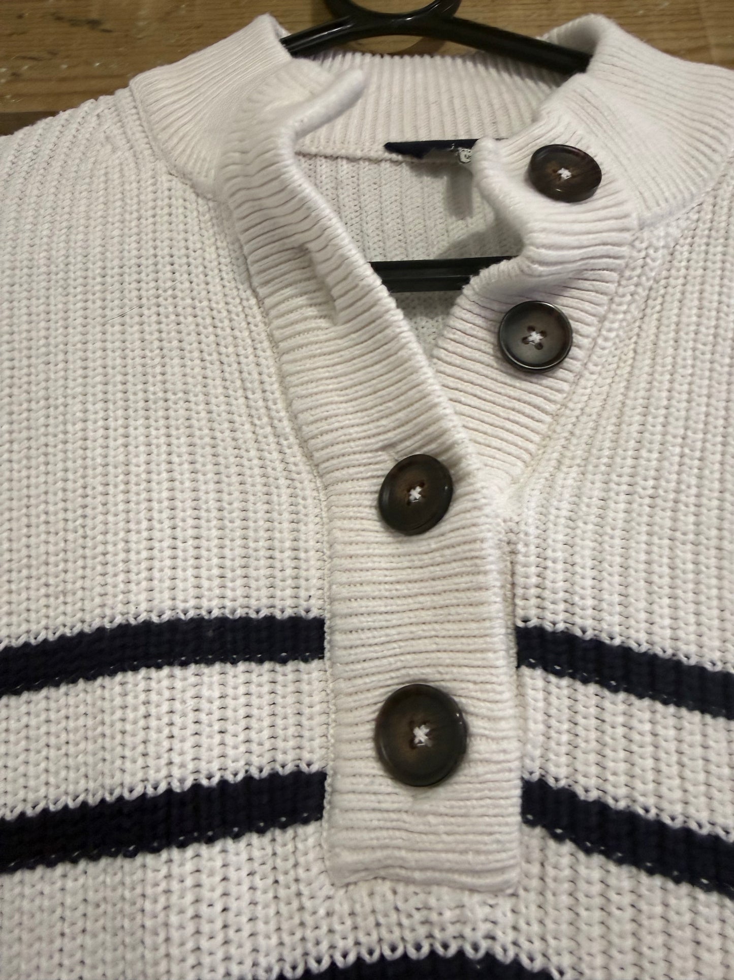 Joules striped knit button cotton jumper/ sweater. French vibes. Size UK12