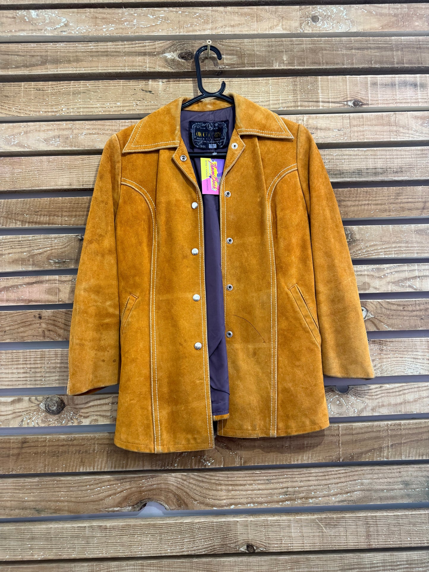 Vintage 70s suede leather mustard jacket. Coachella/ Hippy/ Yellowstone/ festival/ boho. Size Small.