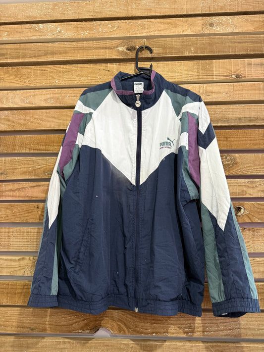 Vintage 80s Puma zip up windbreaker/ shell track jacket. Size Large. Festival.