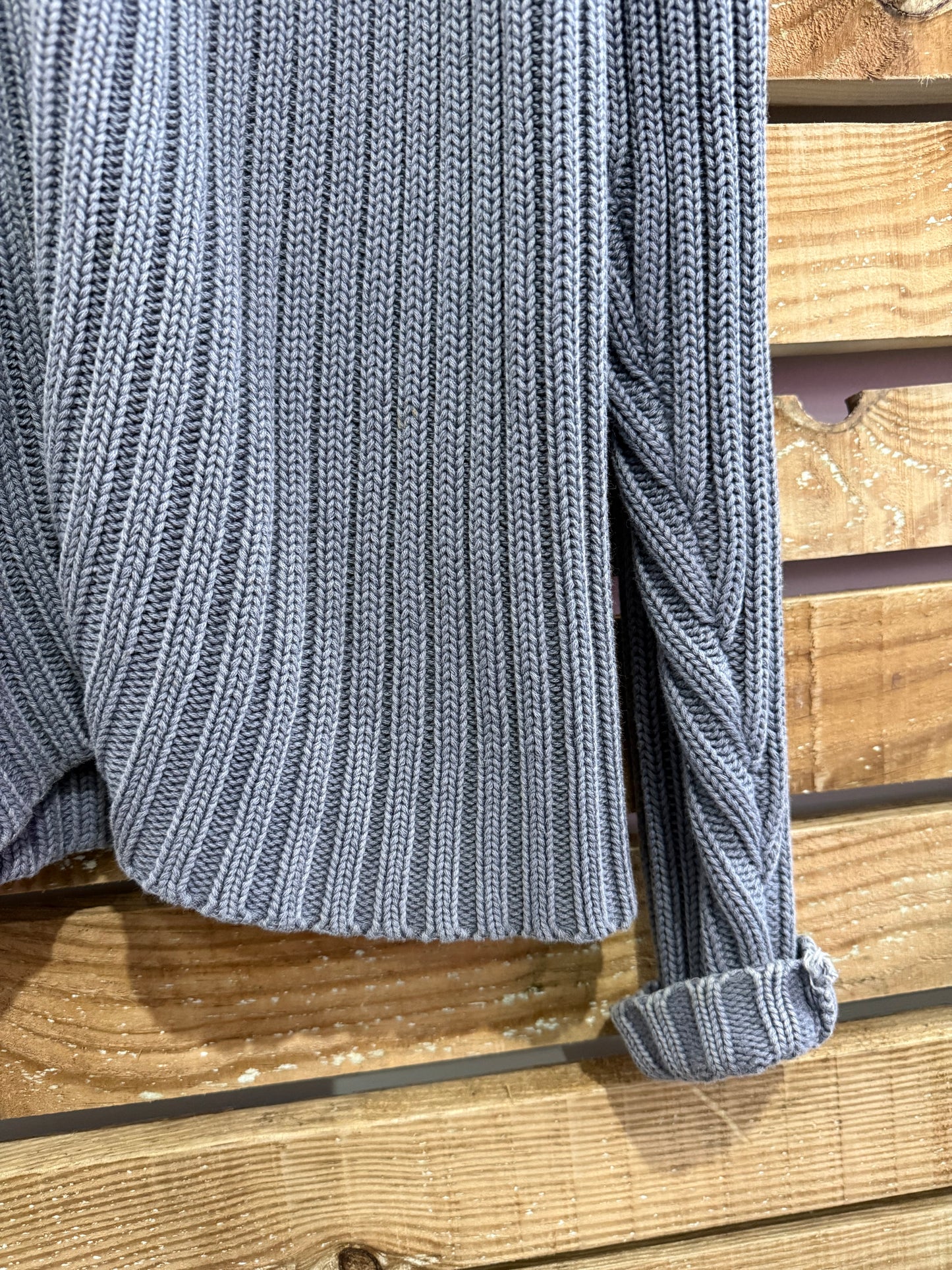 Vintage Y2K Blanc Bleu zip up knit cardigan/ jumper. French workwear. Baby blue. Size Large.