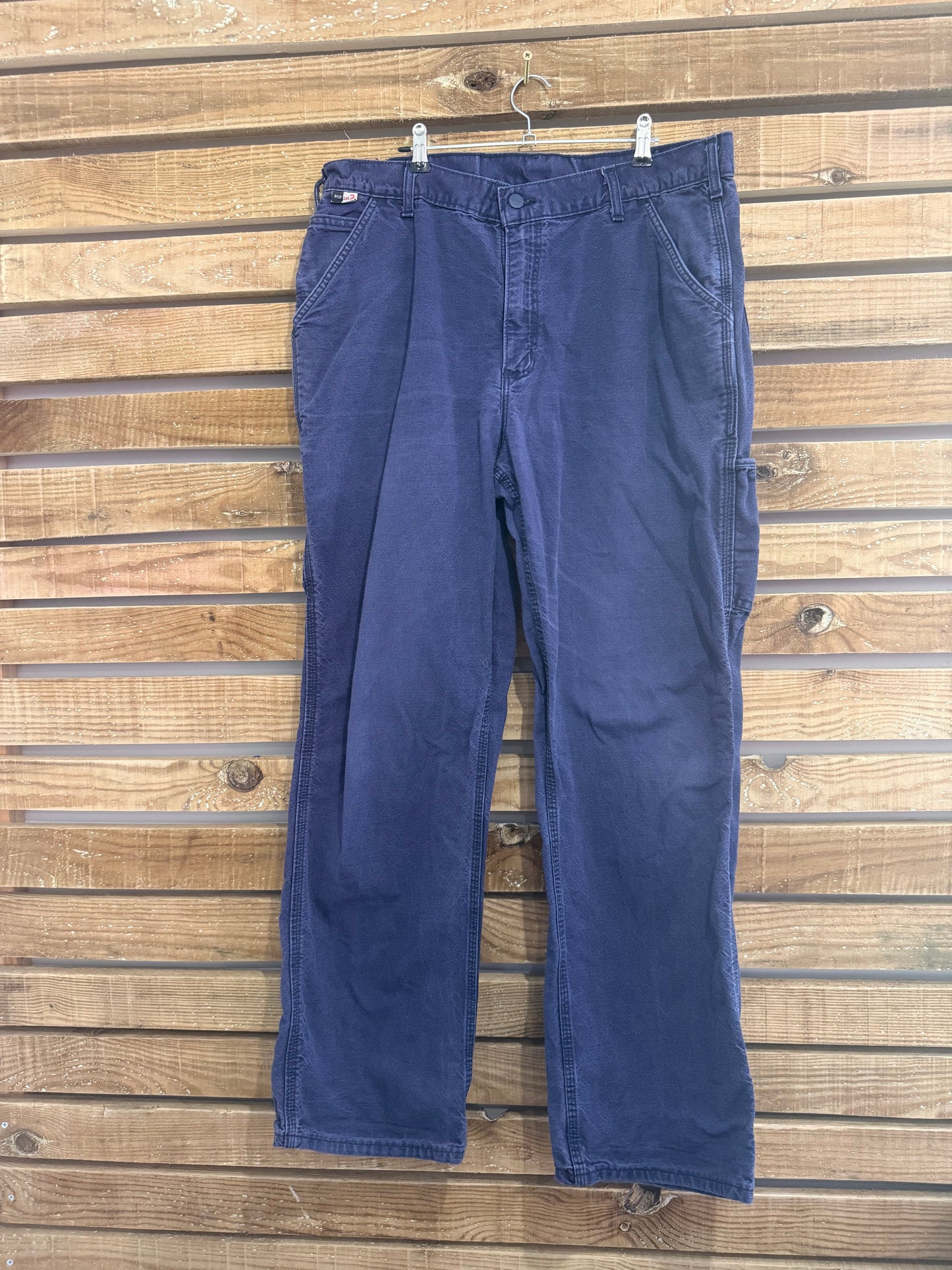 Vintage 90s Carhartt Fire Resistant Carpenter Blue Trousers/ Pants. Workwear. Waist: 36” Leg: 32”