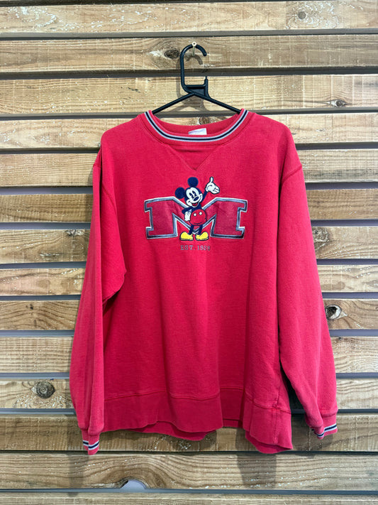 Vintage RARE 90s Disney Mickey Mouse embroidered sweater. USA. Size medium. Red