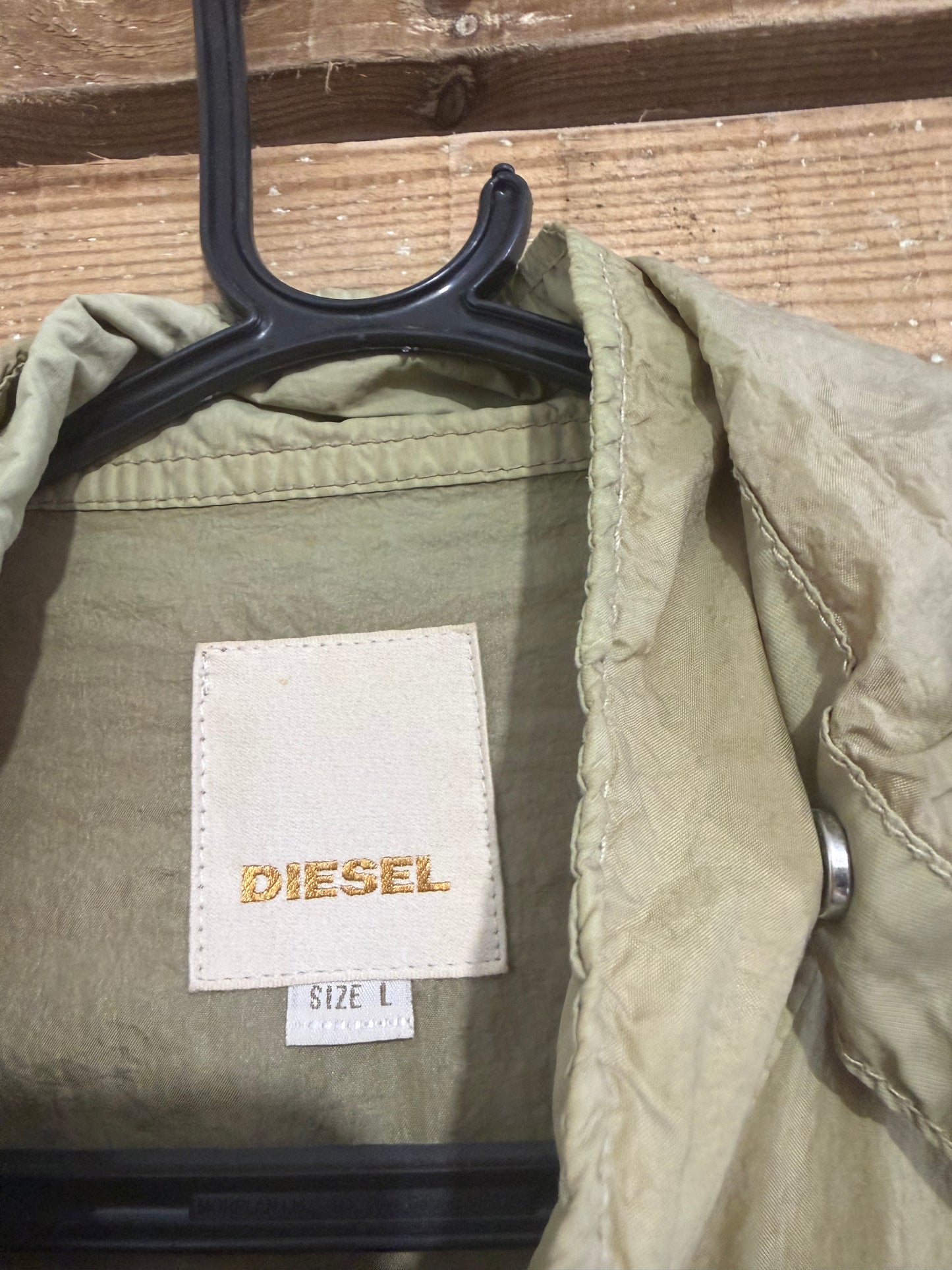 Vintage 90s Diesel rain jacket/ coat. Khaki. Size Large. Gorpcore.