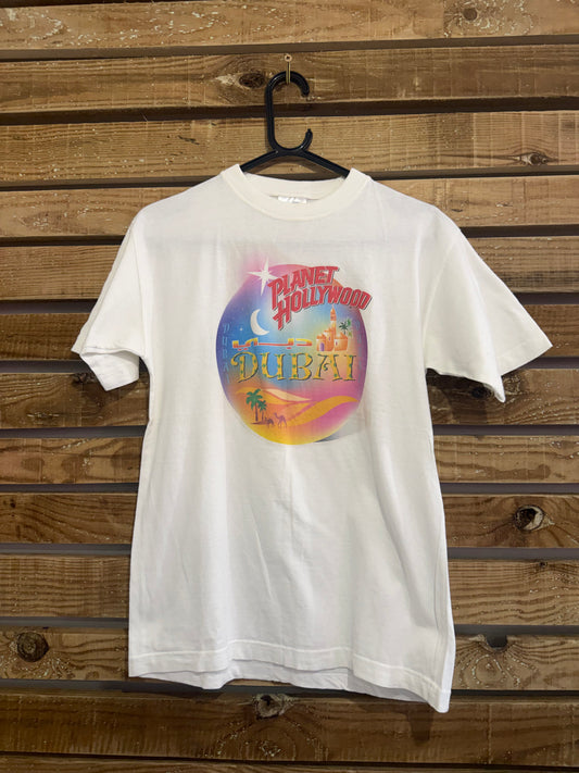 Vintage 90s Planet Hollywood, Dubai T-Shirt. White. Size small.