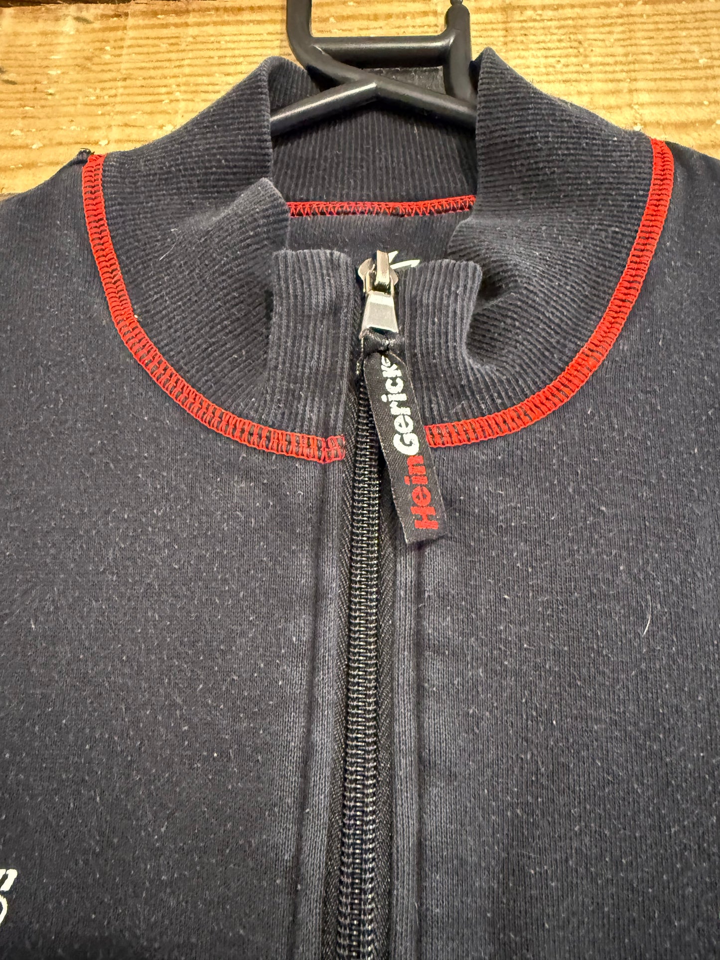 Vintage 90s Hein Gericke zip up racing motif sweater/ sweatshirt. Black. Size Medium.